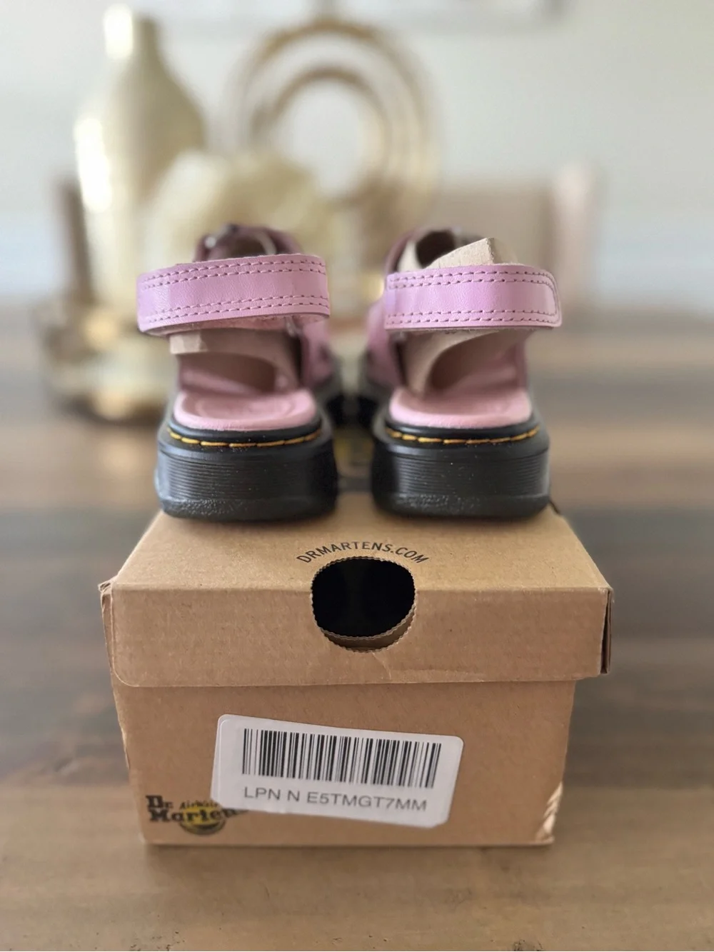 Dr. Martens Kids Pink Triple-Strap Platform Sandals